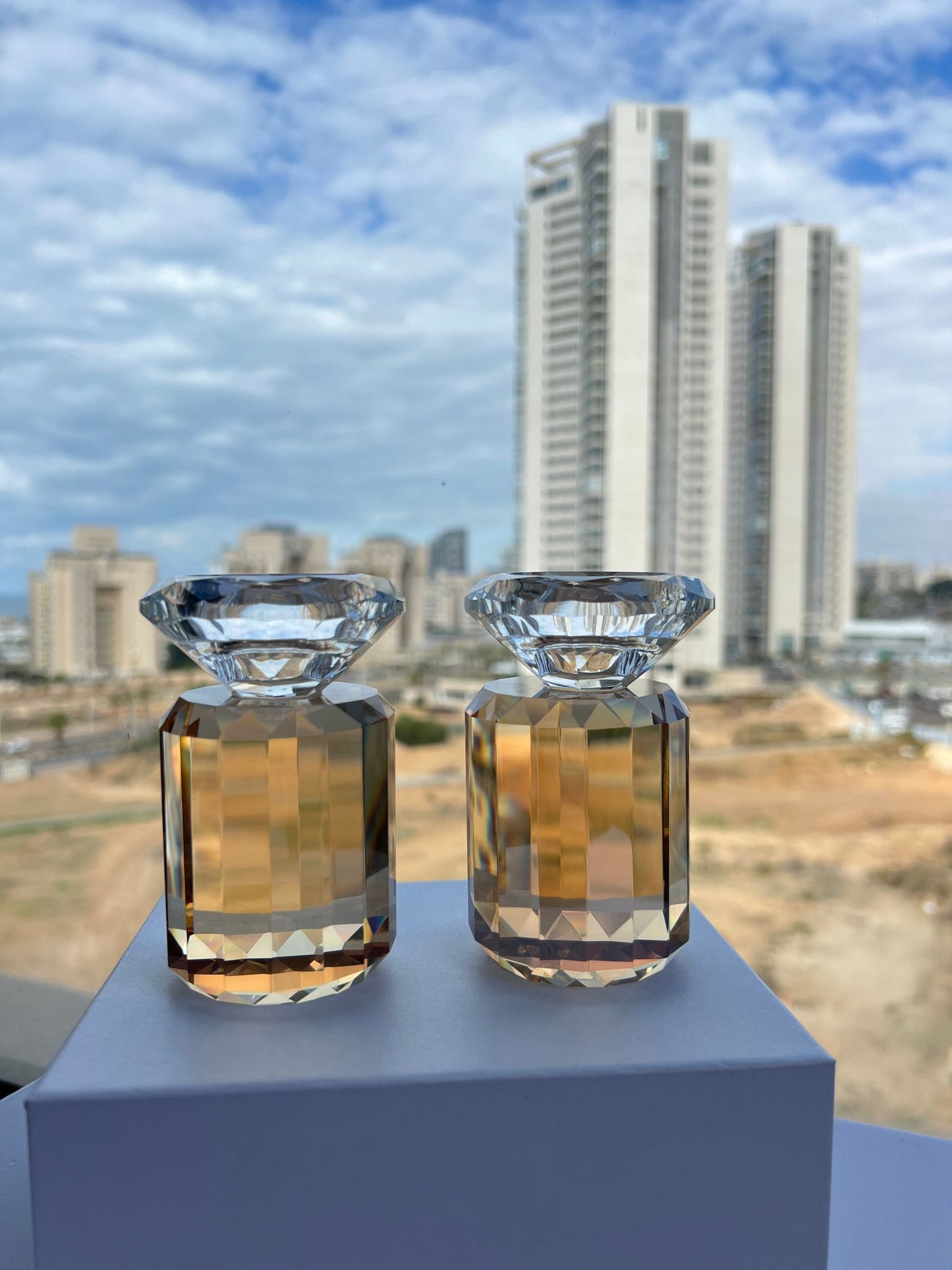 פמוטי קריסטל רוז גולד