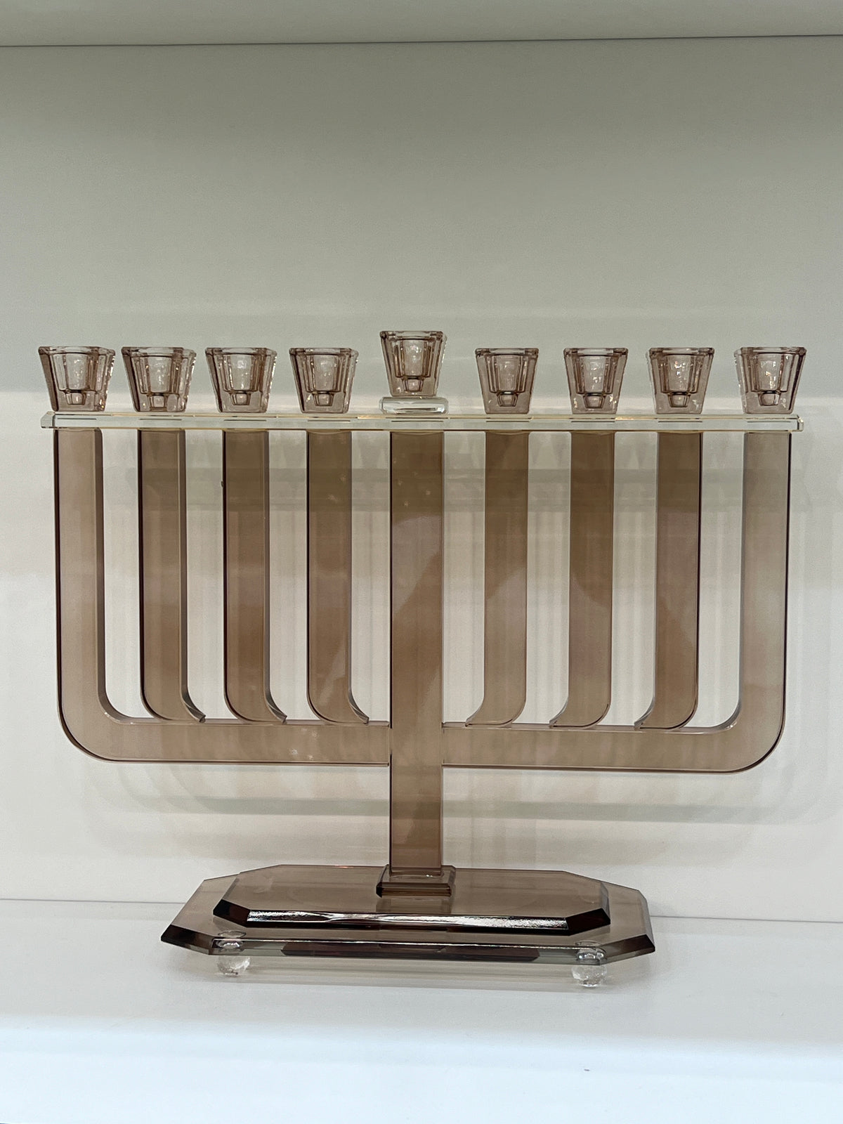 חנוכייה מהודרת מקריסטל - רוז גולד