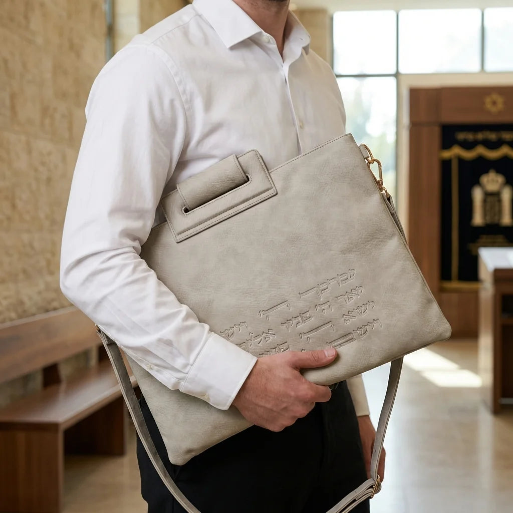 תיק טלית תיפילן צבע אבן דמוי עור
