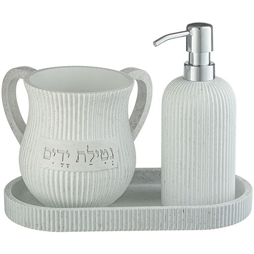 סט סבונייה ונטלה דגם לבן פסים