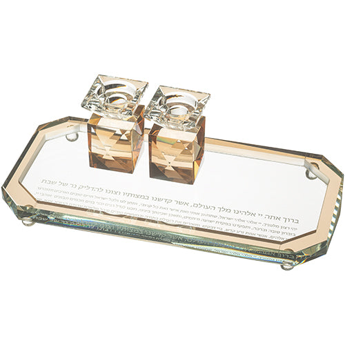 זוג פמוטי קריסטל עם מגש