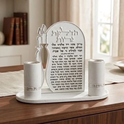 סט פמוטים להדלקת נרות שבת קודש צבע כסף