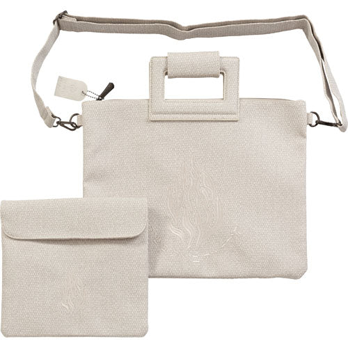 סט טלית ותפילין דמוי פשתן בהיר