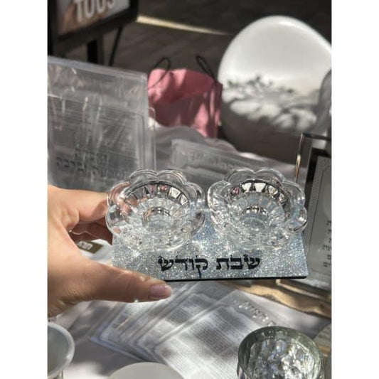 פמוטי זכוכית עם נצנצים