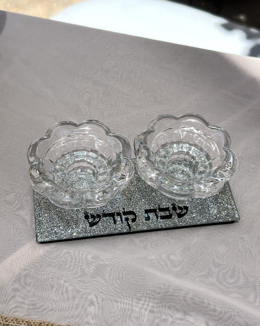 פמוטי זכוכית עם נצנצים